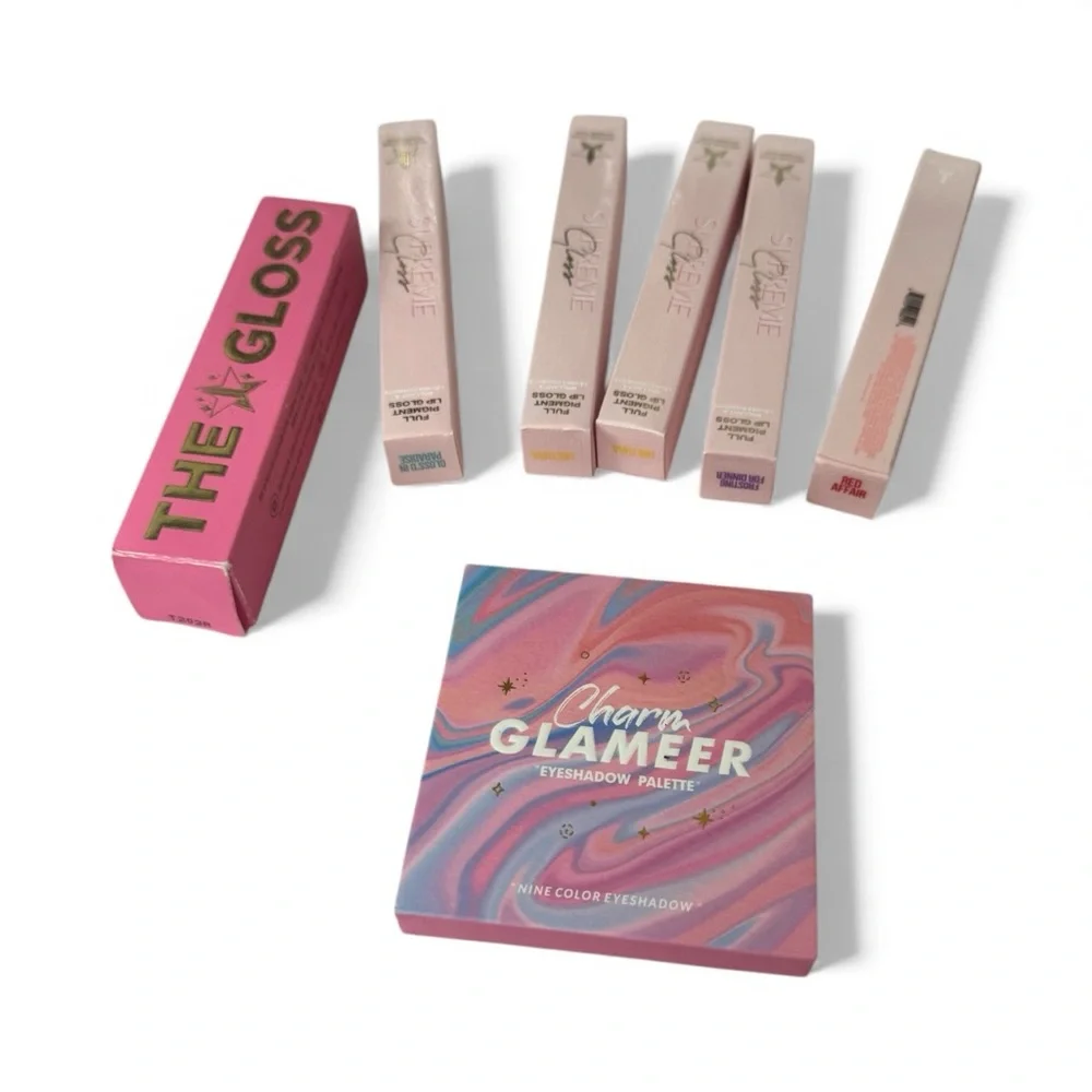 Jeffree Star Lipgloss with Charm Glam‎ Eyeshadow Palette
